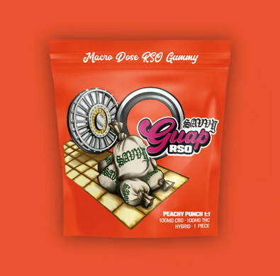 Photograph of product: Gummy Guap RSO Peachy Punch 1:1 CBD/TH-oui [1pc] | 100mg