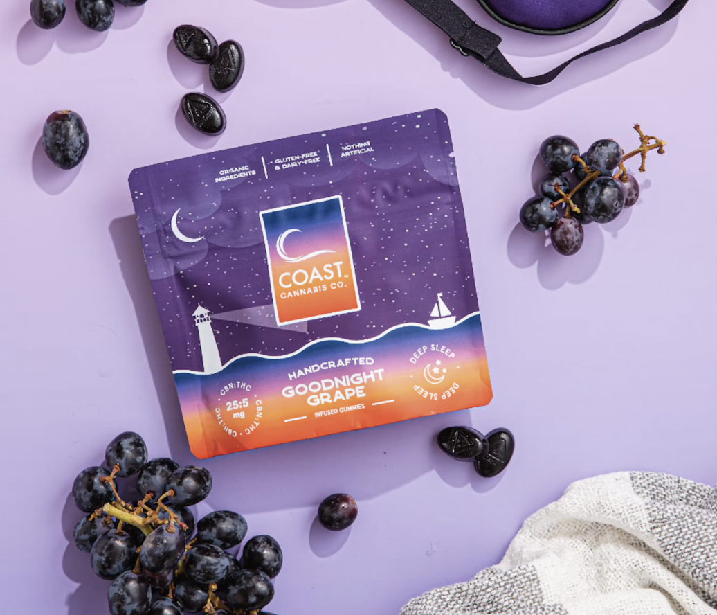 Photograph of product: 25:5 (CBN:TH-oui) Goodnight Grape Gummies 500mg 20pk