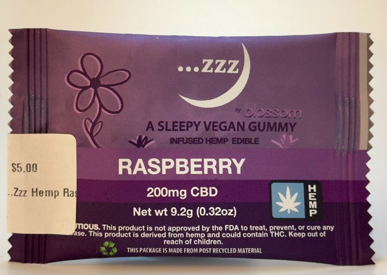 Photograph of product: Blossom ...Zzz Hemp Gummy - Raspberry- 150mg CBD