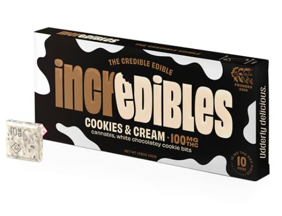 Photograph of product: Incredibles Chocolate: Cookies and Cream | 100mg TH-oui | 10pk