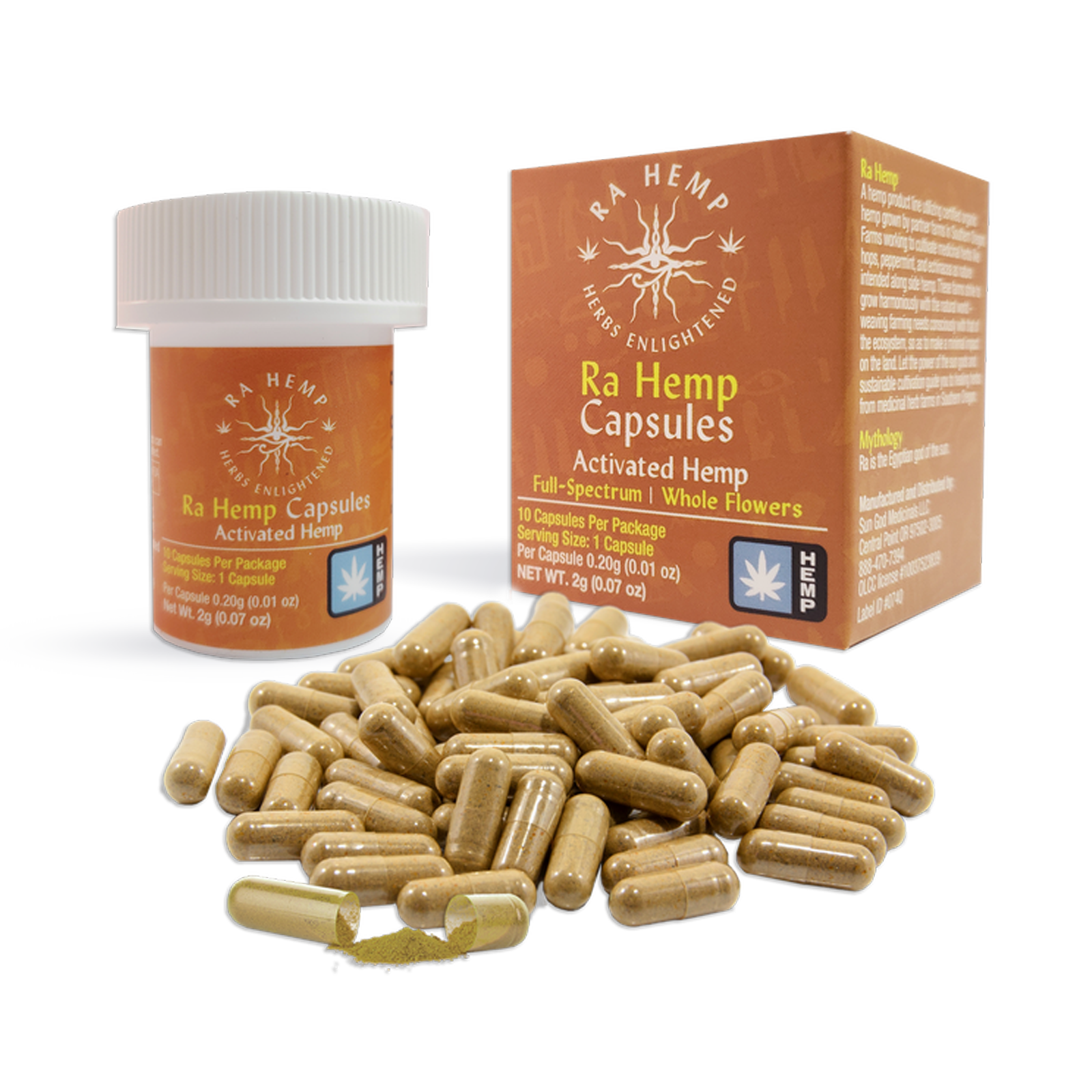 Photograph of product: Ra Hemp Capsules 10-pack