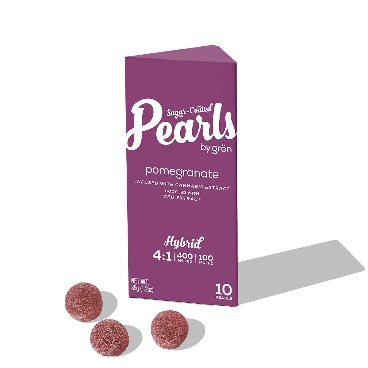 Photograph of product: Pomegrante | 4:1 CBD:TH-oui | Pearls 100mg