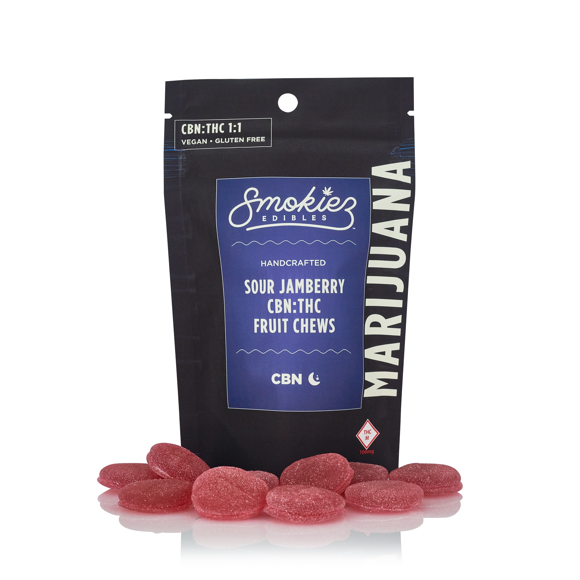 Photograph of product: Sour Jamberry CBN:TH-oui 1:1 Fruit Chews (100mg)