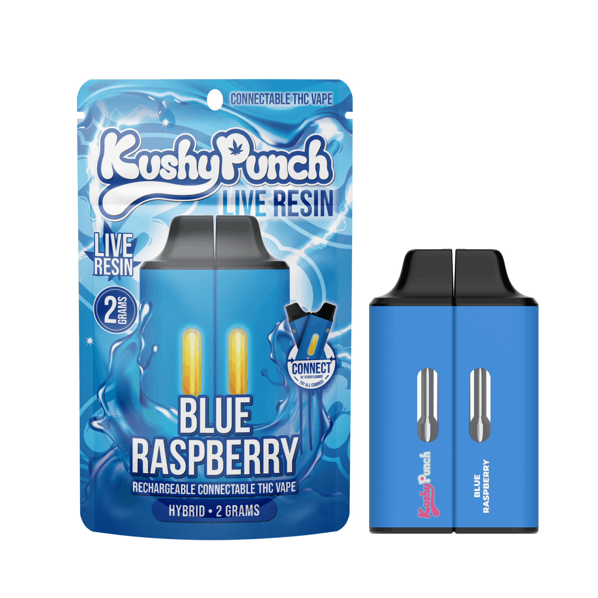 Photograph of product: Kushy Punch Vape - Blue Raspberry - 2G Live Resin AIO Click
