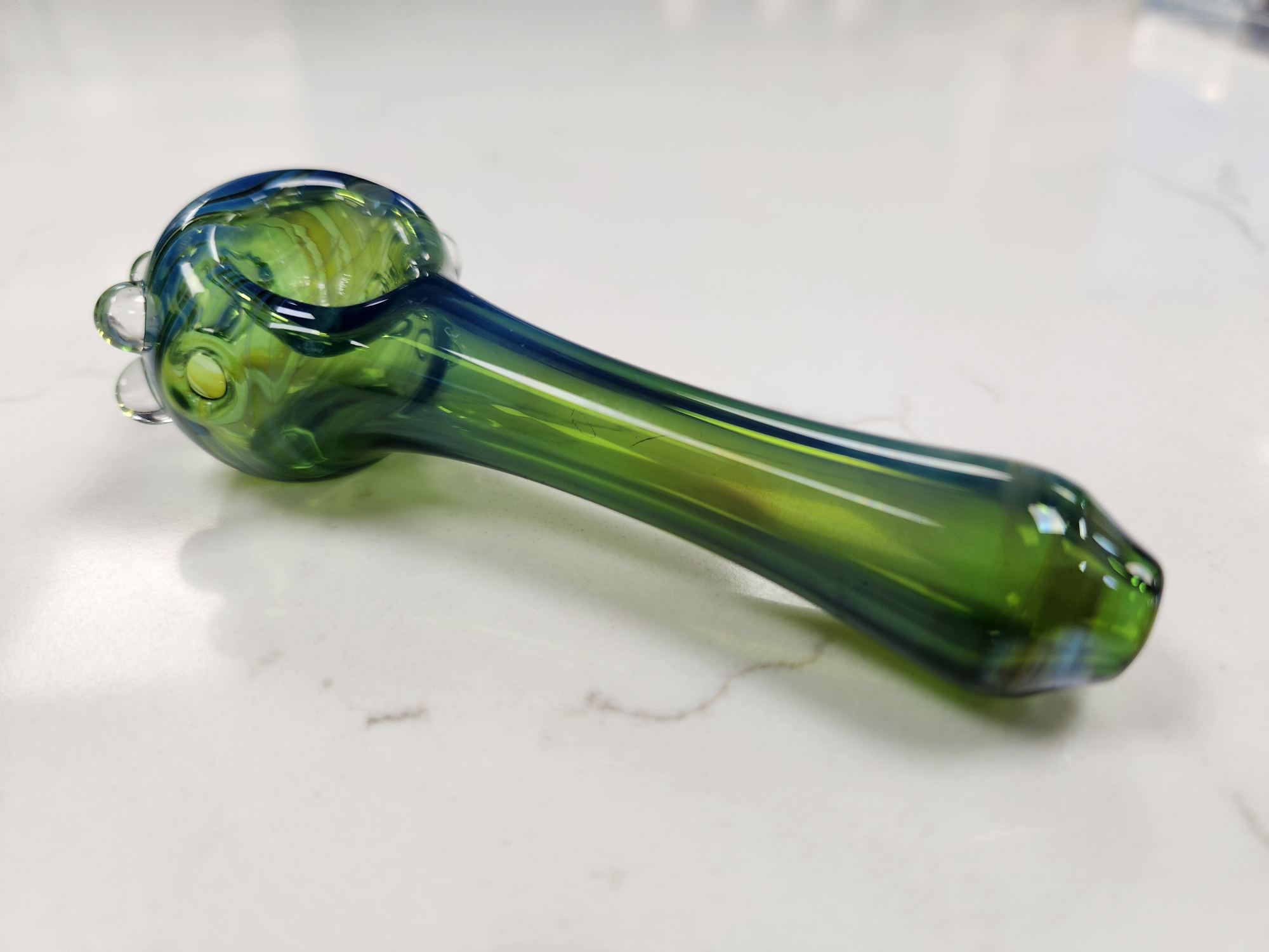 Photograph of product: Ottone Glassworks - Hand Blown Multicolor Spoon Pipe