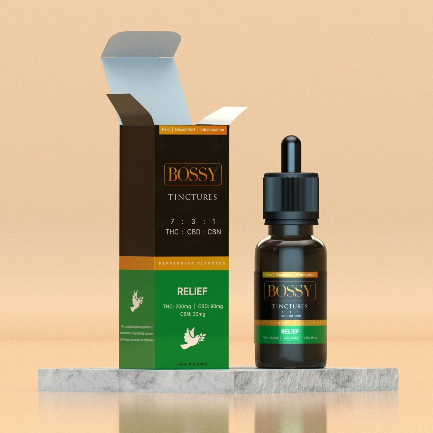 Photograph of product: BOSSY | DROP RELIEF | TH-oui 200MG :CBD 90MG :CBN 30MG
