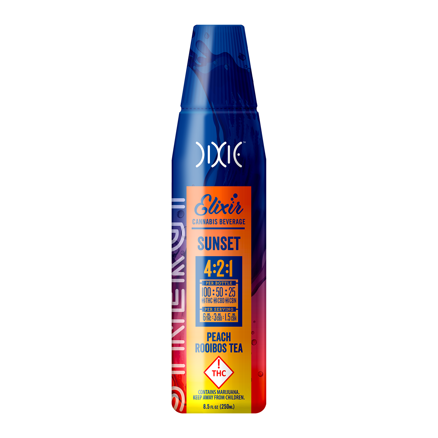 Photograph of product: Dixie - Sunset Synergy Elixirs 100mg 4:2:1 TH-oui:CBD:CBN - Peach Rooibos Tea
