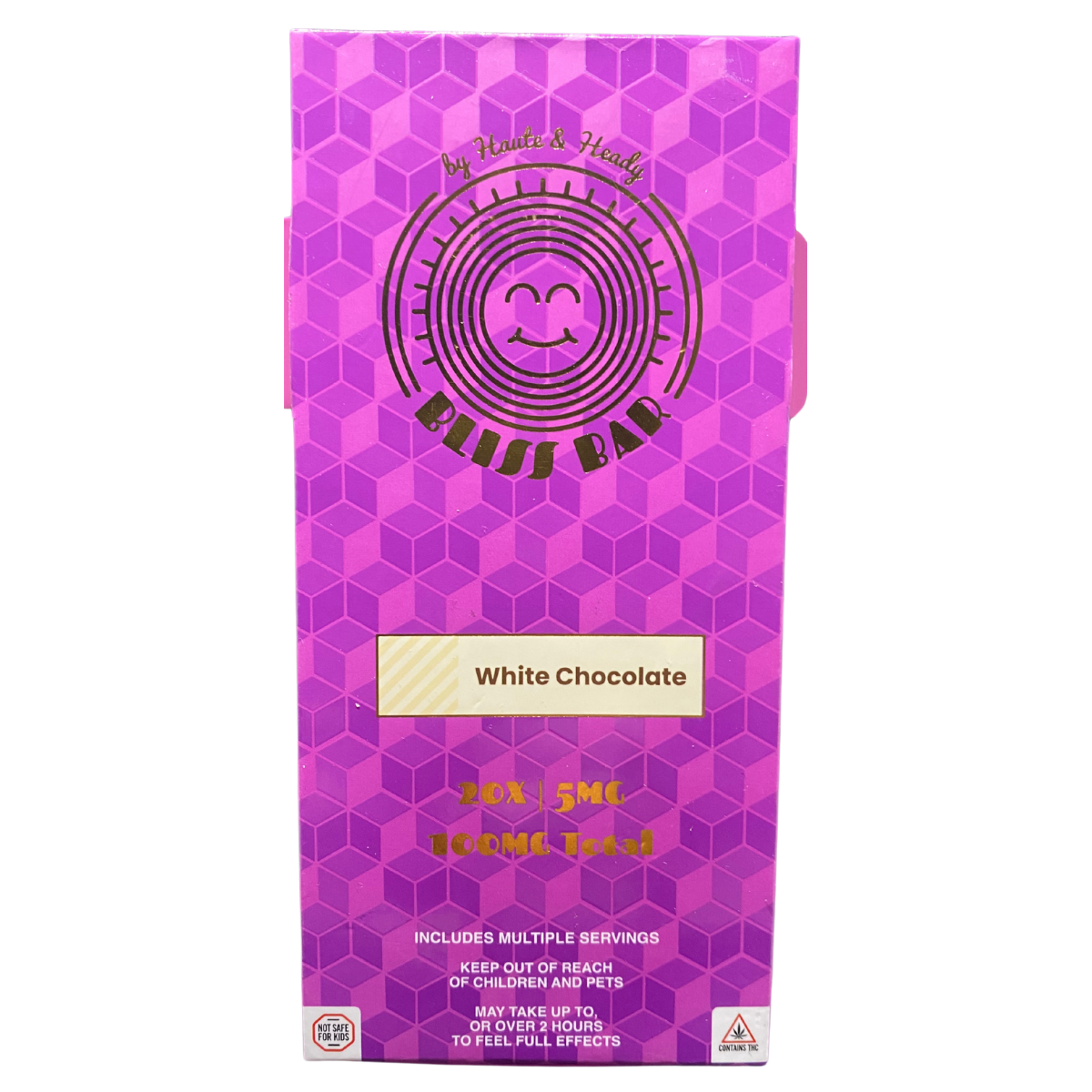 Photograph of Product: Haute & Heady - 100mg Bliss Bars - White Chocolate