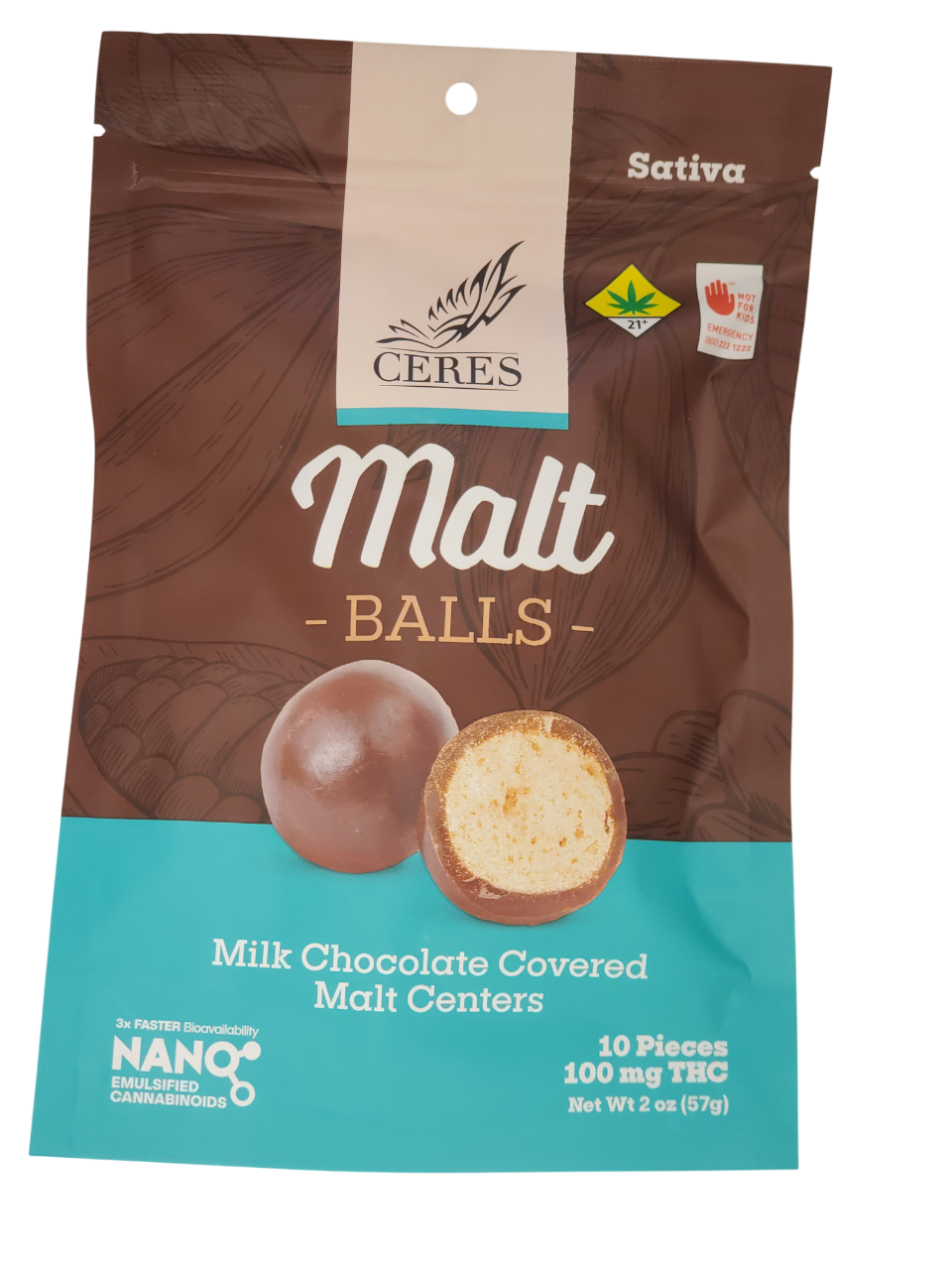 Photograph of product: Ceres Chocoballs Oui'd Maltball 10pk 100mg