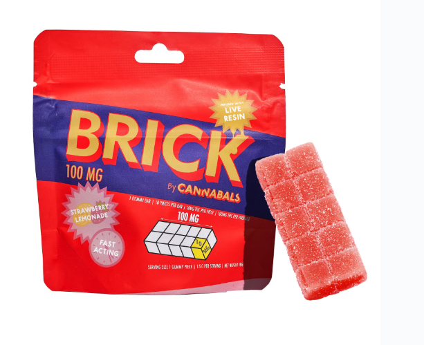 Photograph of product: Cannabals | Brick Gummies 100mg | Strawberry Lemonade