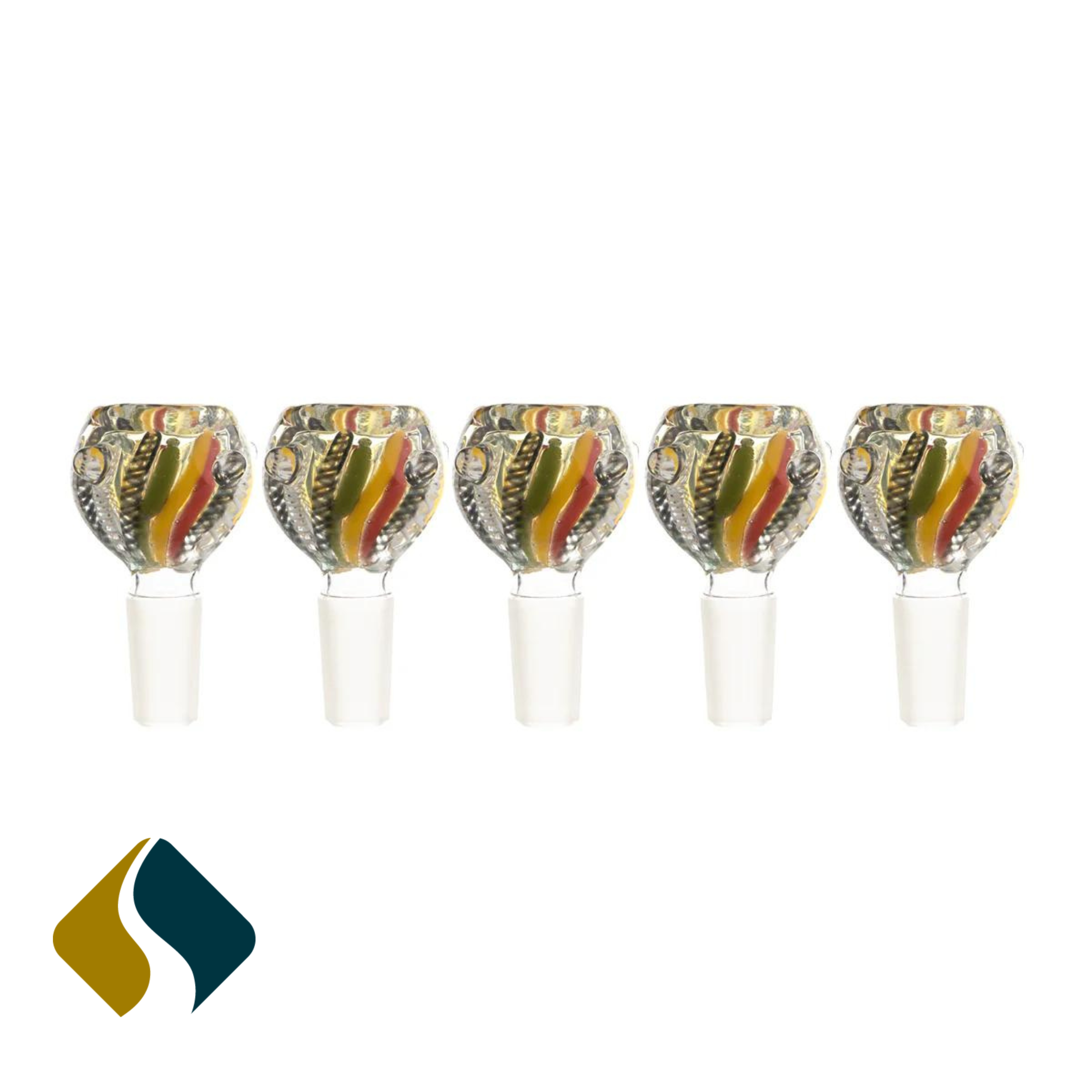 Photograph of product: Rasta Stripe White Lattacino Bowl Head - 14mmM (A590)