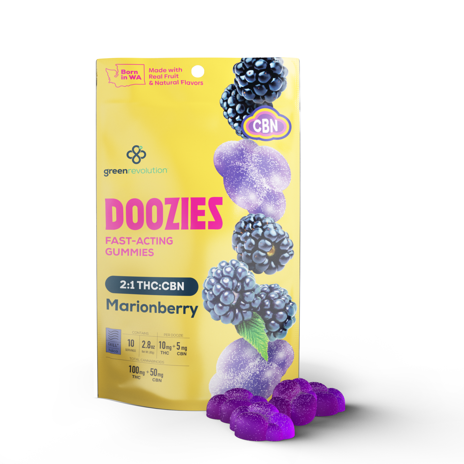 Photograph of product: Doozies | Gummies 10PK | Chill Marionberry | 100mg