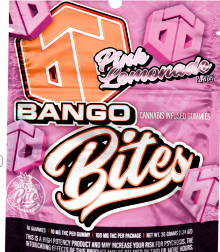 Photograph of product: Bango Bites - Pink Lemonade 100mg 10pk Gummies
