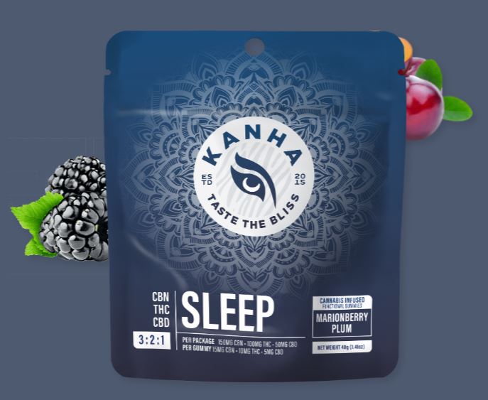 Photograph of product: KANHA SLEEP MARIONBERRY PLUM 3:2:1 CBN:THC:CBG 10PK GUMMIES 100MG