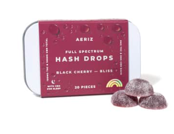 Photograph of product: AERIZ BLACK CHERRY au chocolat DROPS 1:1 CBN 20PK GUMMIES 100MG