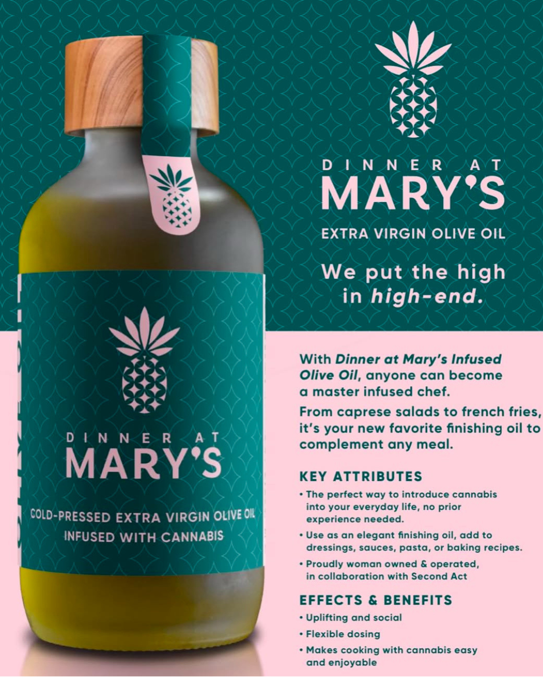 Photograph of product: Dinner at Mary's - Infused Extra Virgin Olive Oil | 100mg - (3.3 fl oz)