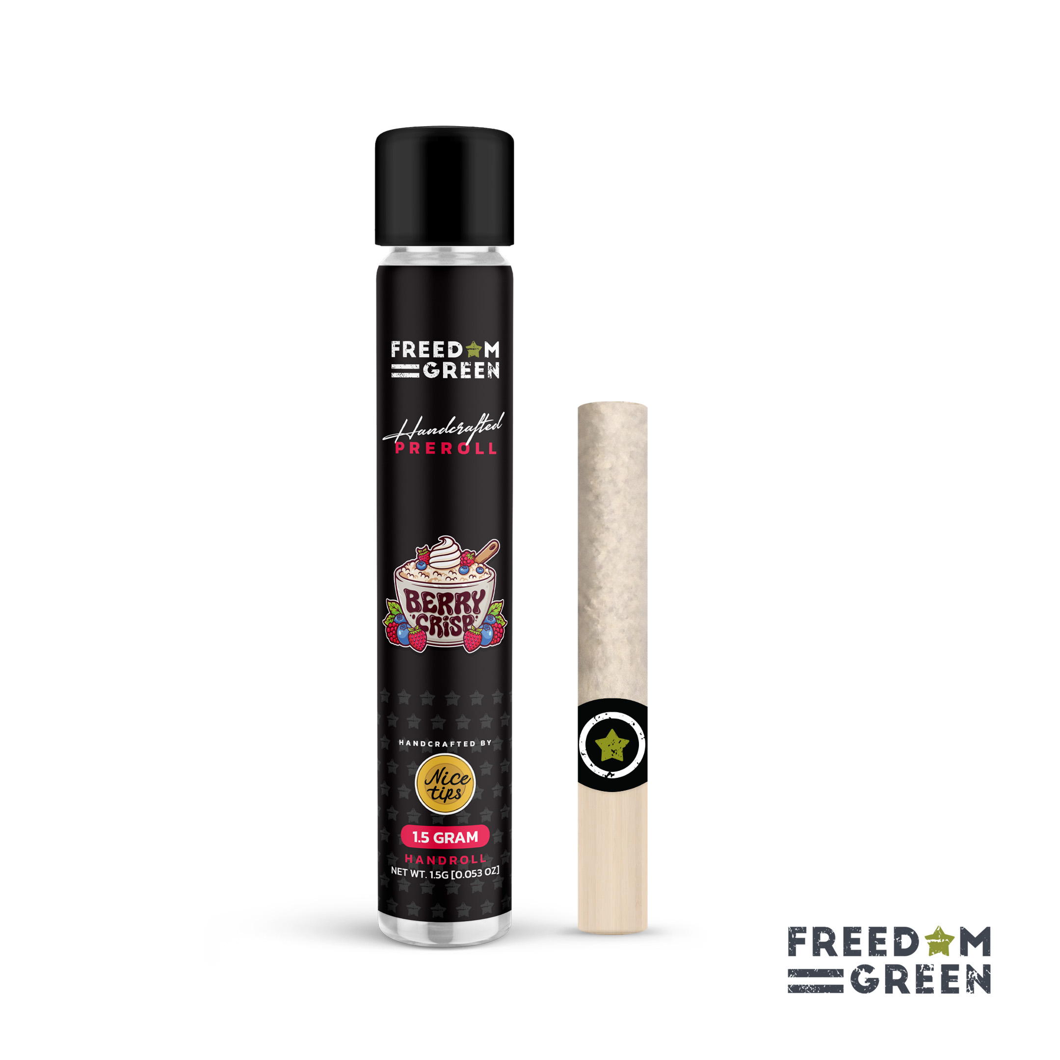 Photograph of product: Freedom Green - Hand Rolls - Berry Crisp - 1.5g Pre Roll