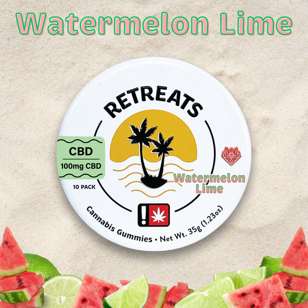 Photograph of product: Retreats | Gummies 10pc | CBD | Watermelon Lime | 100mg