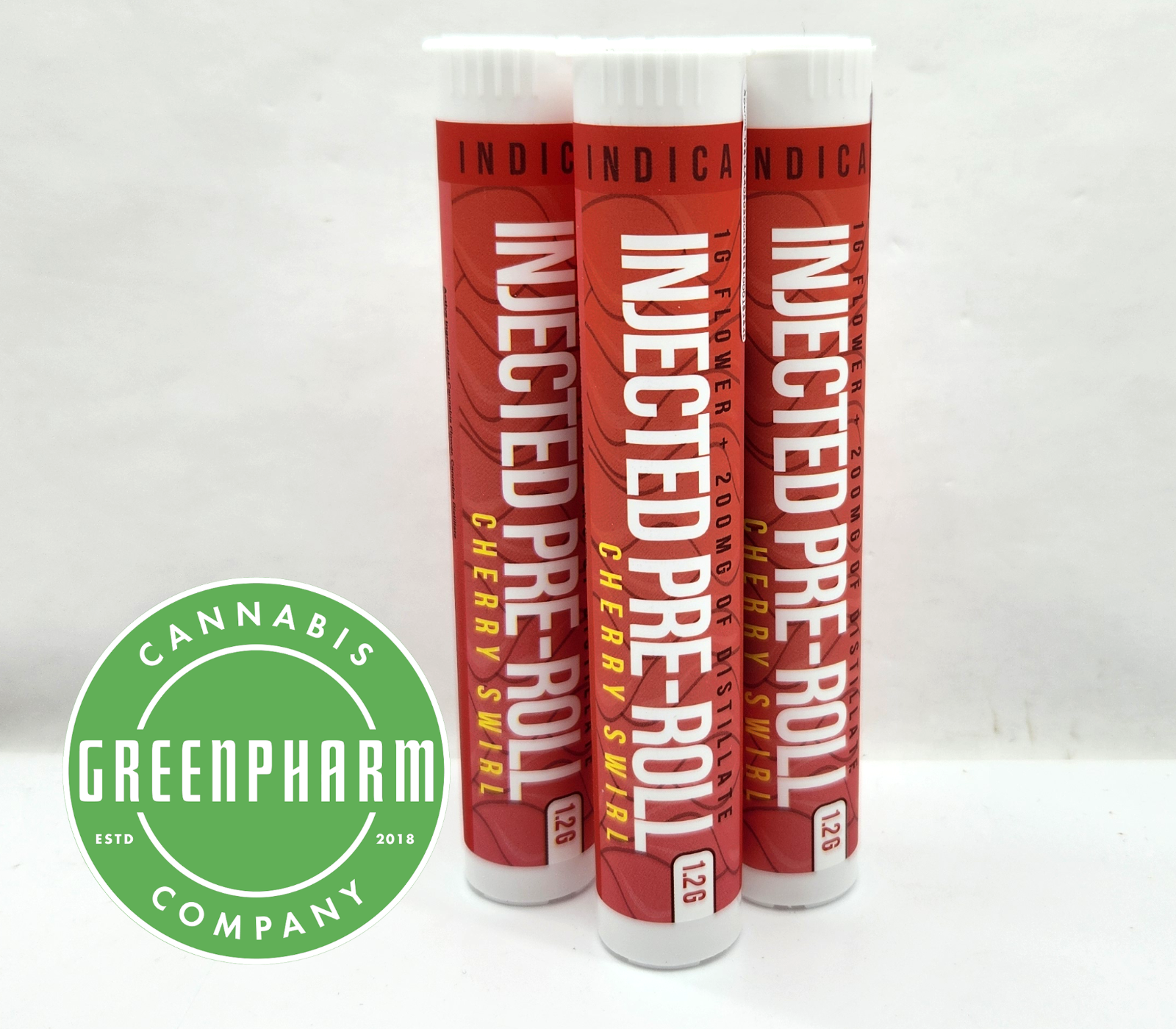 Photograph of product: Infused Pre-Roll | Distro10 | Cherry Swirl Injected Preroll