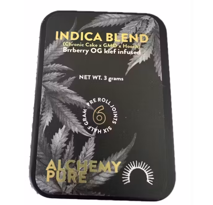 Photograph of Product: Alchemy Pure | Brryberry OG |  Infused Pre Roll 6pk | 3g | Indica