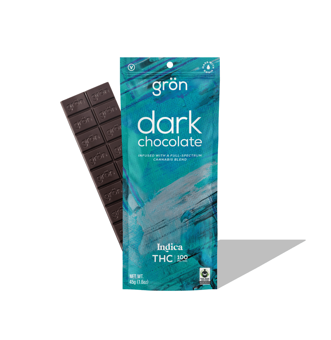 Photograph of product: Grn - Chocolate Bar - Dark Chocolate (no sea salt) (I) - 100mg