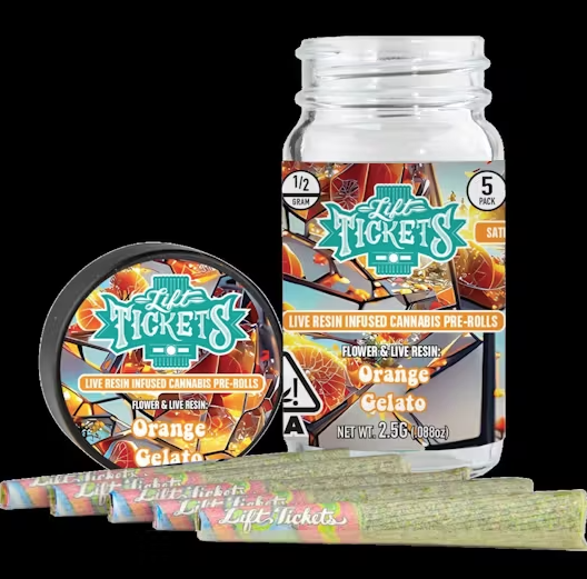 Photograph of product: Preroll 5pk (Live Resin Infused) - Orange Gelato