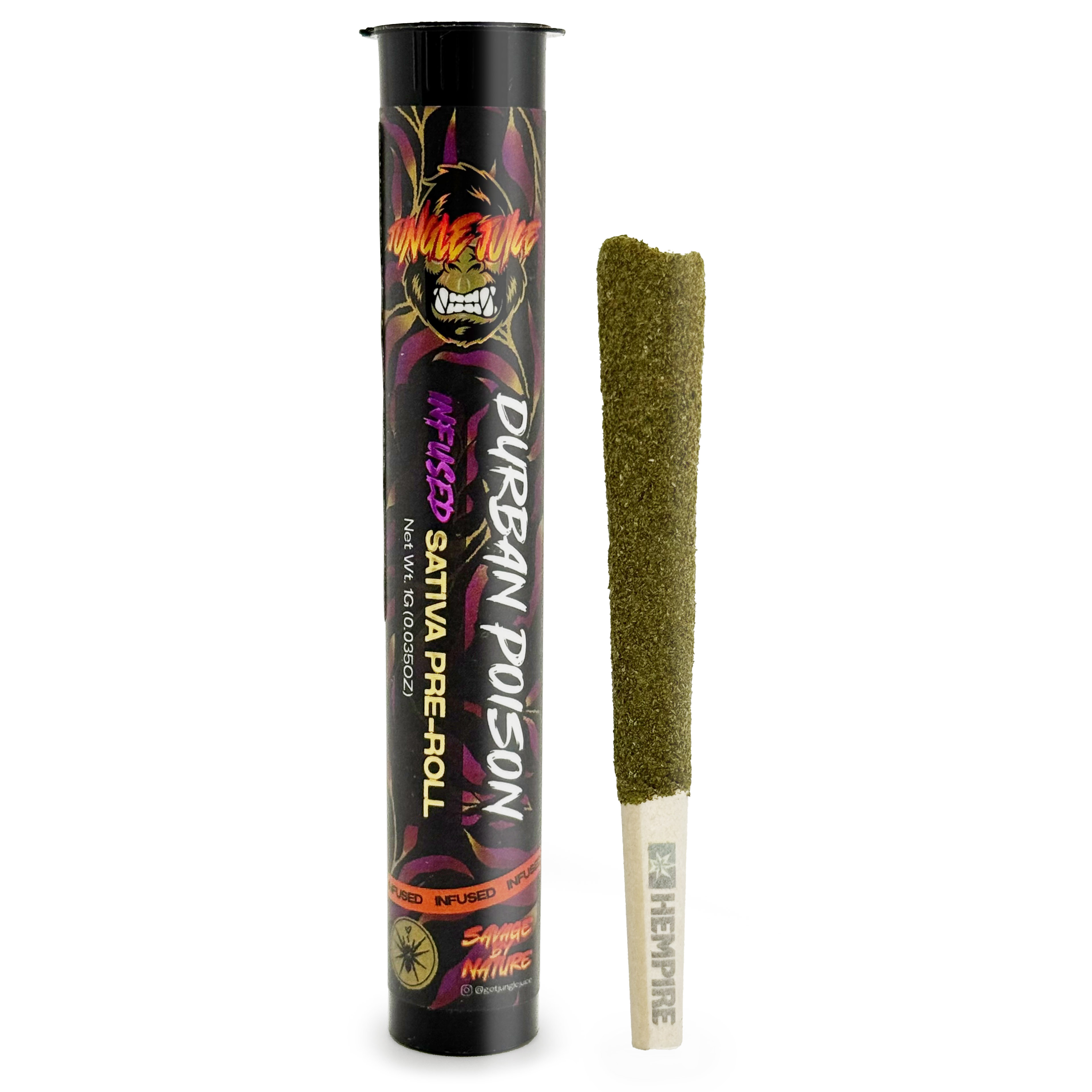 Photograph of product: Jungle Juice Durban Poison Infused Tarantula Preroll Rec