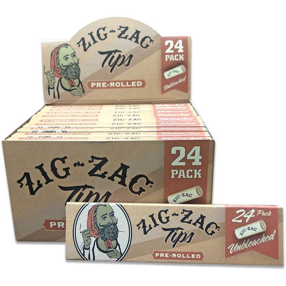 Photograph of product: ZIG-ZAG PRE-ROLLED TIPS: 24PK Unbleached