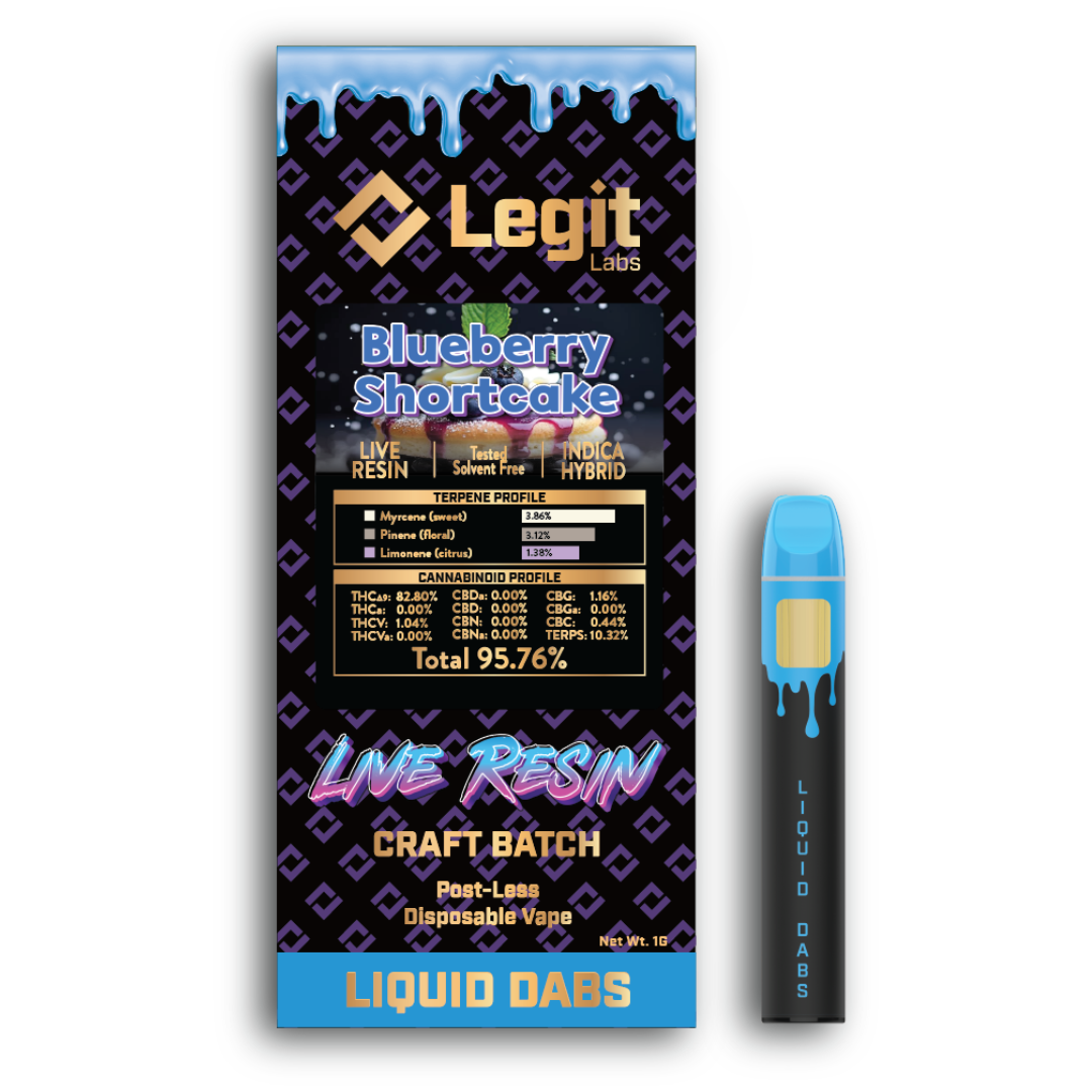 Photograph of product: Legit Labs | Blueberry Shortcake Live Resin Disposable Vape | 1g