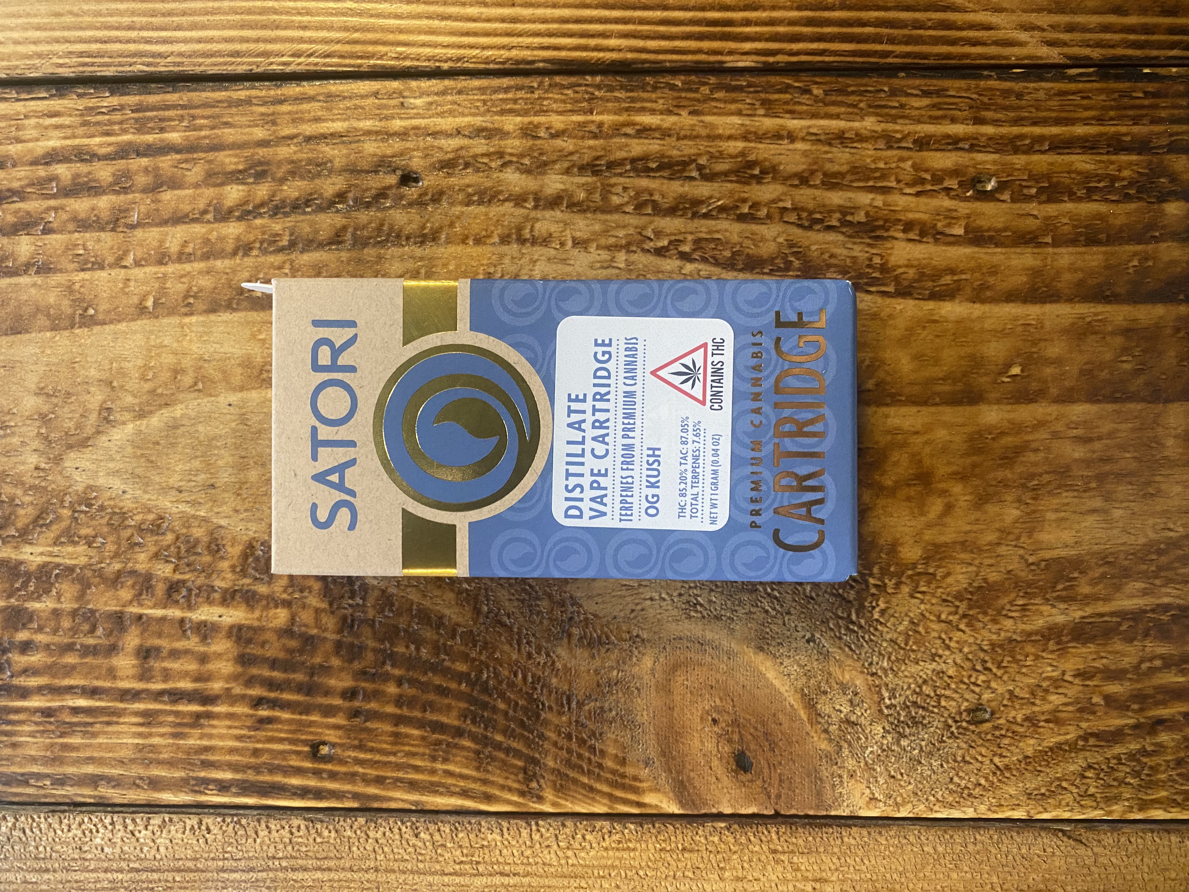 Photograph of product: Satori OG Kush Distillate Vape Cartridge