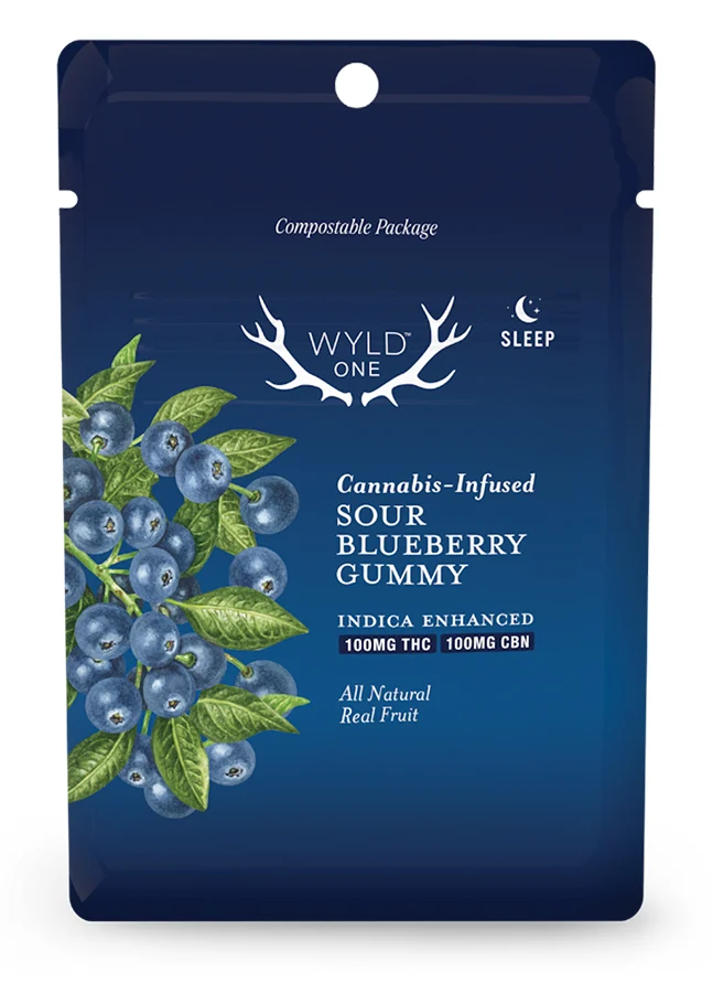 Photograph of product: Wyld One | Sour Blueberry 1:1 TH-oui:CBN | 100mg