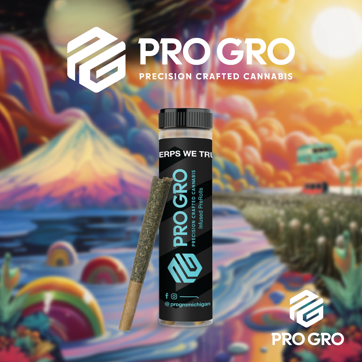 Photograph of product: Moonbow #112 1g Bubble au chocolat Infused Pre-Roll (3 Pack) | Pro Gro | 3g