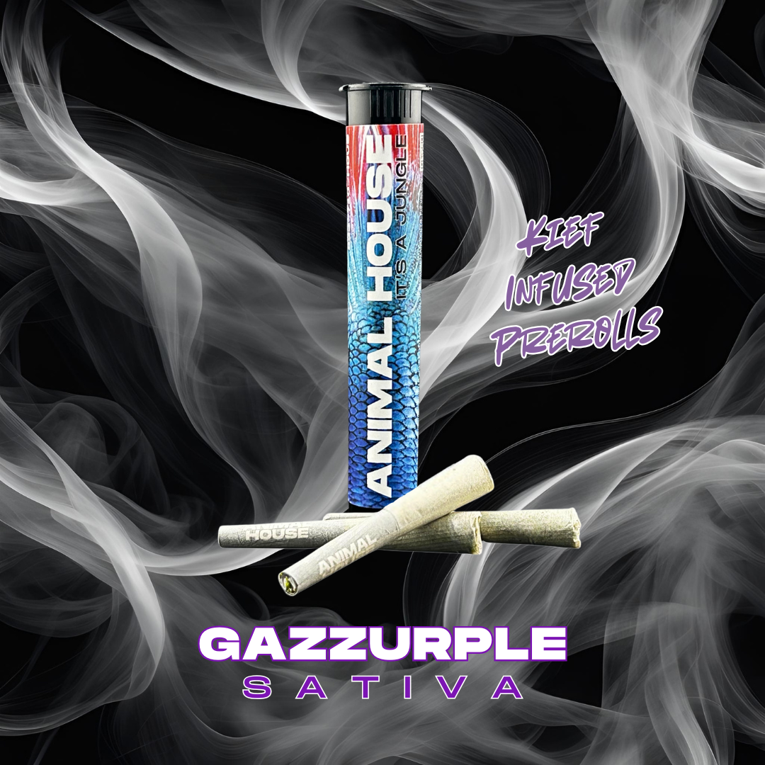 Photograph of product: Animal House | Gazzurple | .5g | 3pk | Kief Infused Preroll