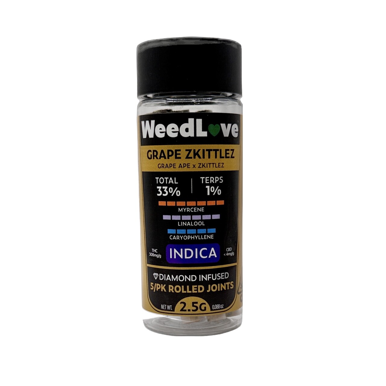 Photograph of product: GRAPE ZKITTLEZ INFUSED PREROLLS 5 PACK 2.5G