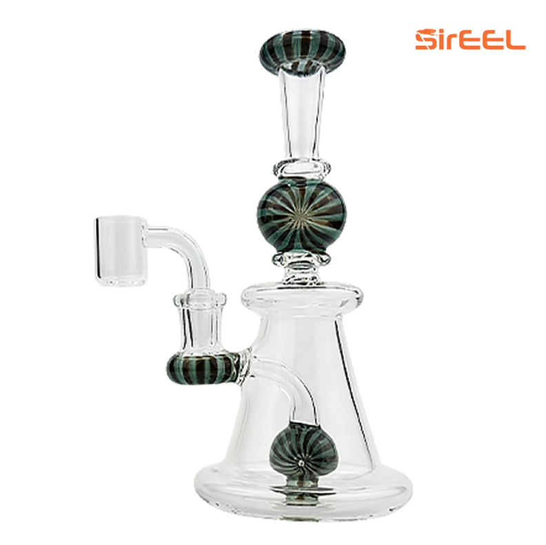 Photograph of product: SIREEL - DAB RIG - 7.5" 4-SECTION COLOR STRIPE RIG W/ 14MM QUARTZ BANGER