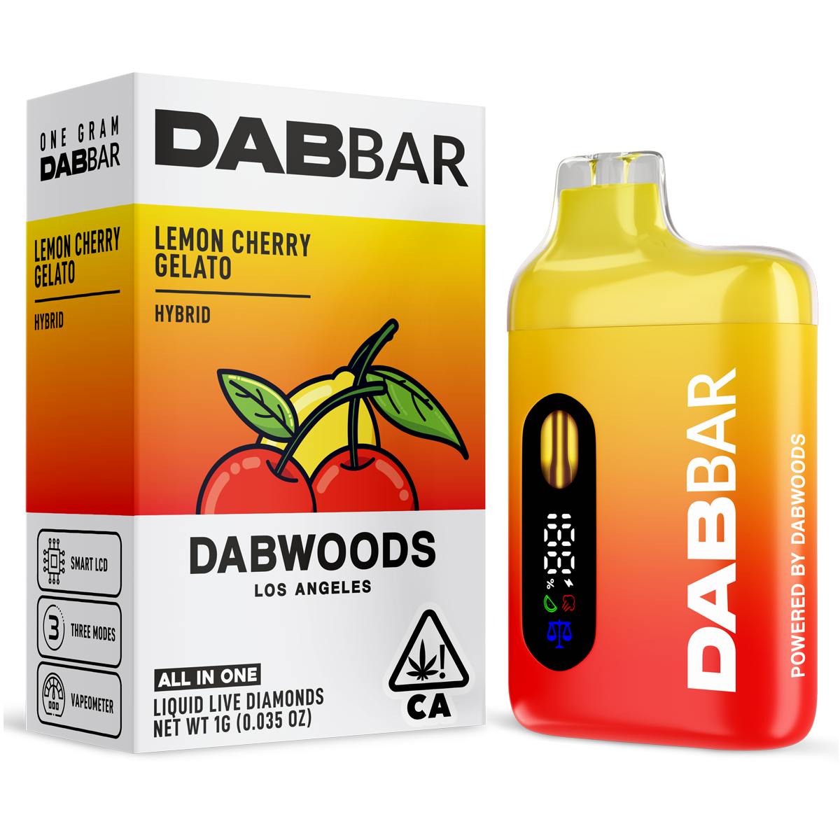 Photograph of product: Dabwoods | Lemon Cherry Gelato Liquid Diamond All-In-One | 1g