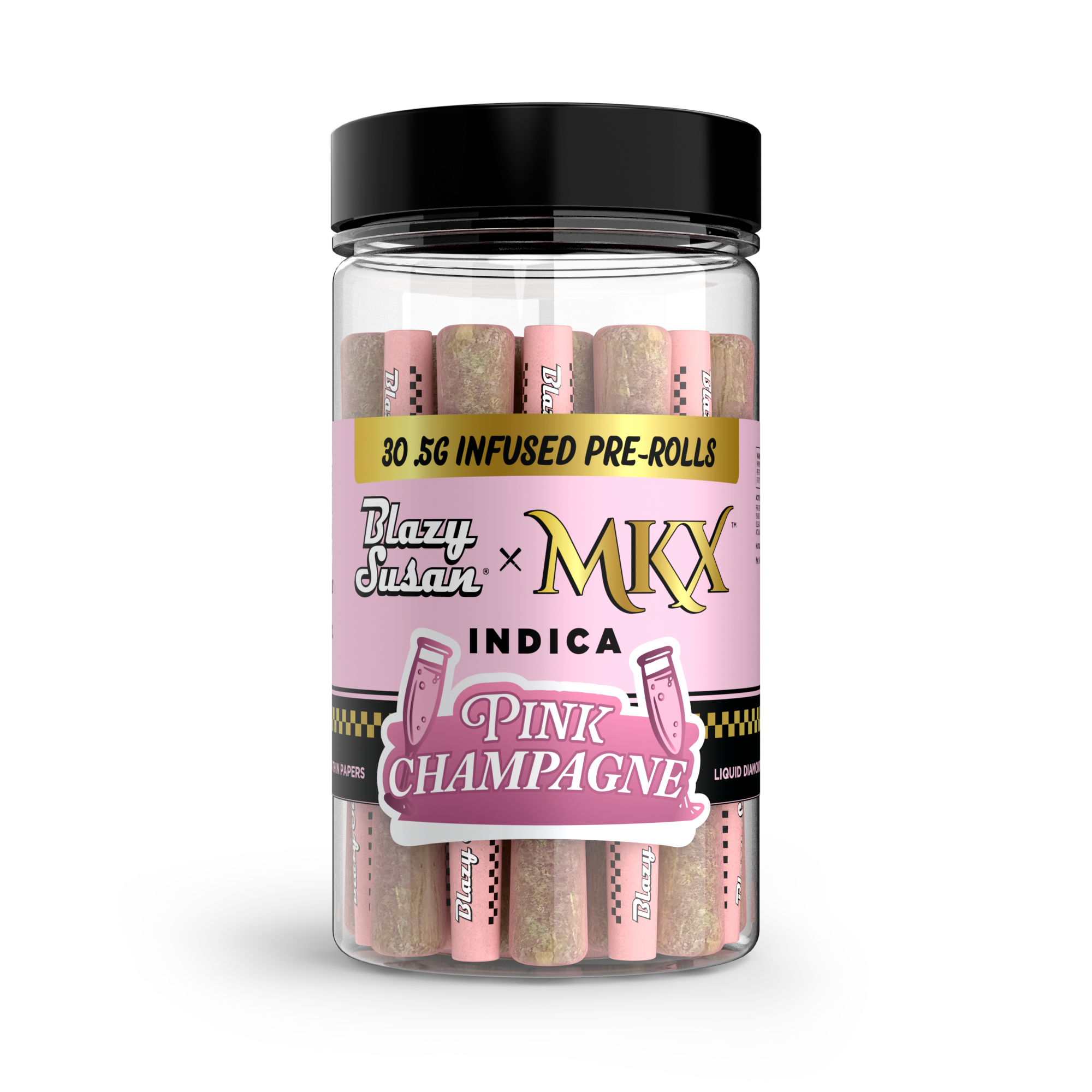 Photograph of product: Blazy Susan x MKX - .5g 30pk Infused Prerolls - (15g) - Indica - **PINK CHAMPAGNE**