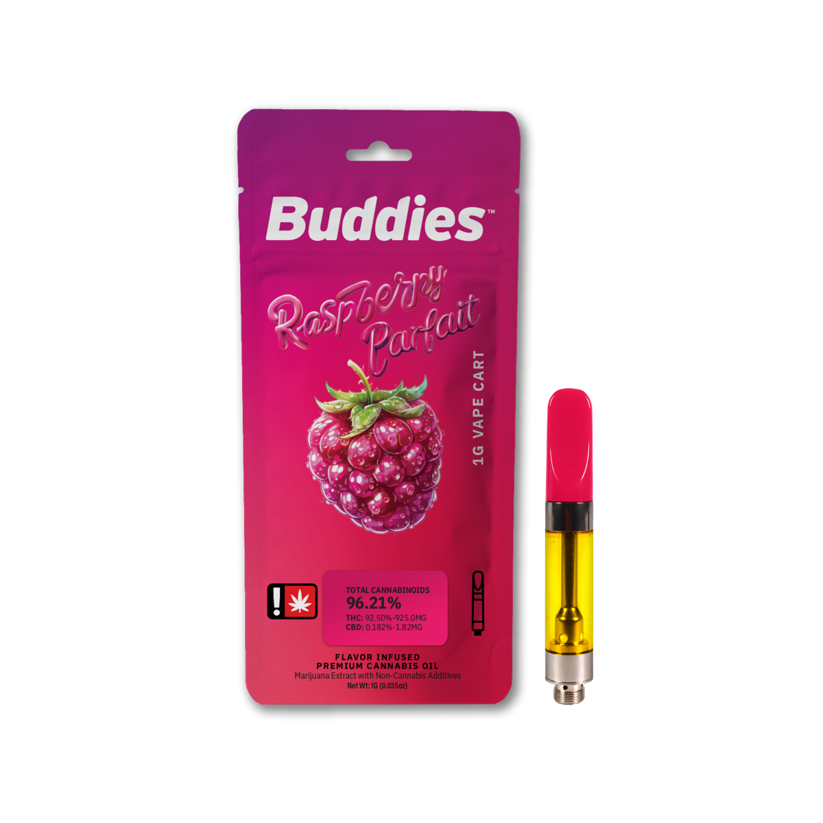 Photograph of product: Buddies Cartridge Distillate- Raspberry Parfait