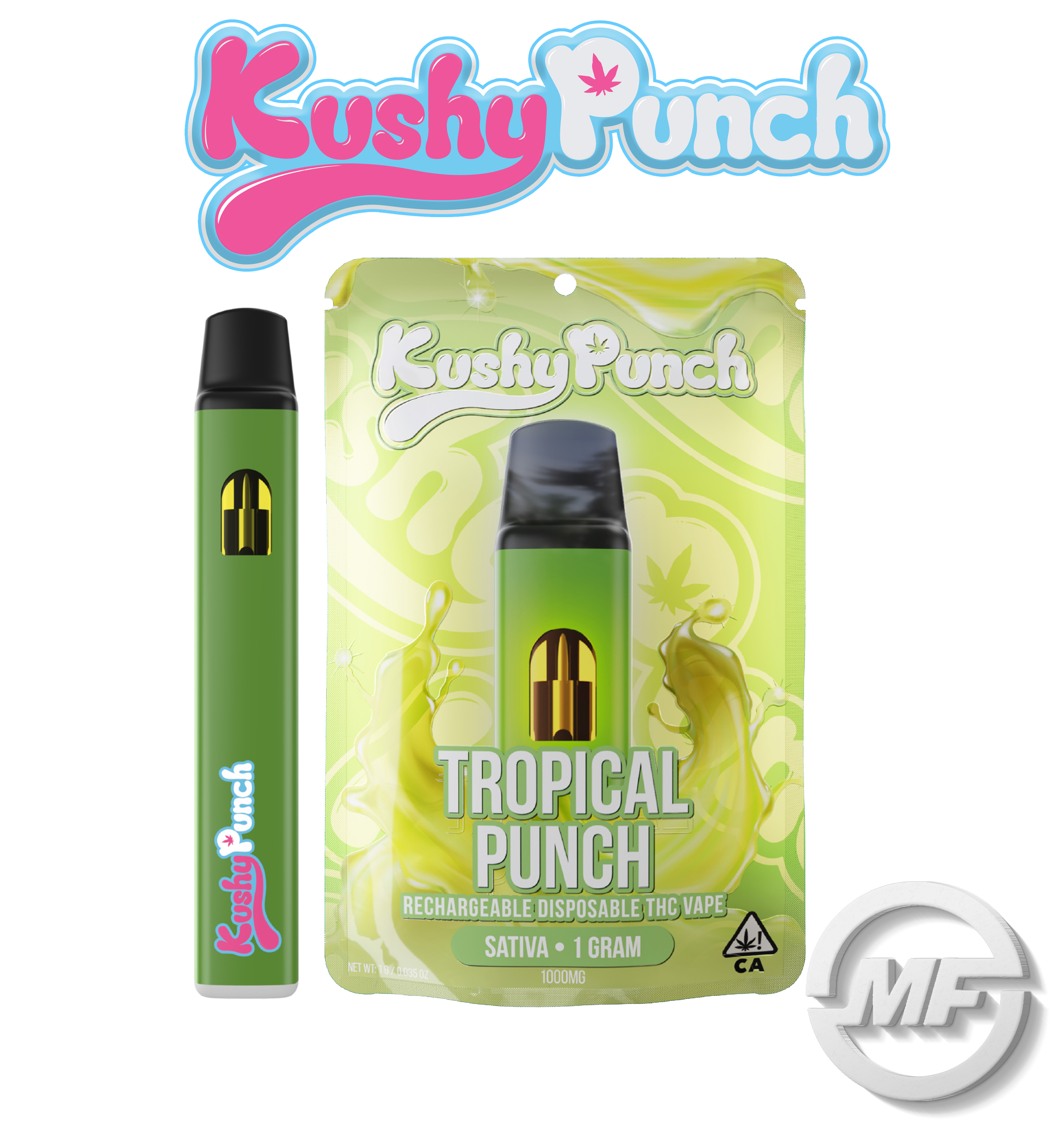 Photograph of product: Kushy Punch | Tropical Punch | Rechargeable Disposable | 1g