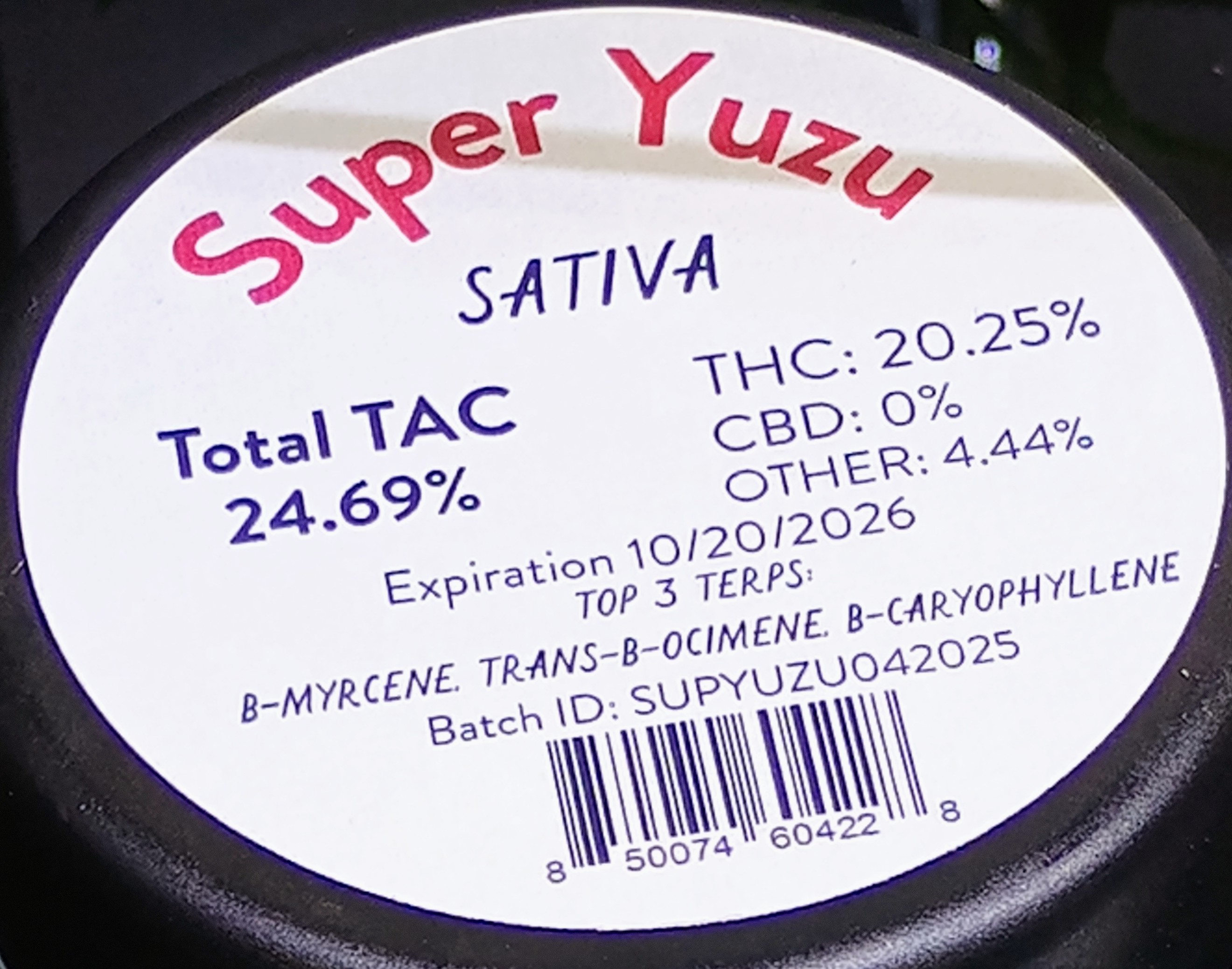 Photograph of product: Native Nations Super Yuzu - 3.5g