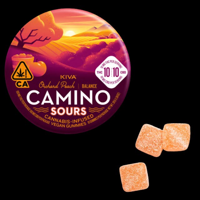 Photograph of product: Sour Orchard Peach 1:1 100mg Vegan Gummies - 