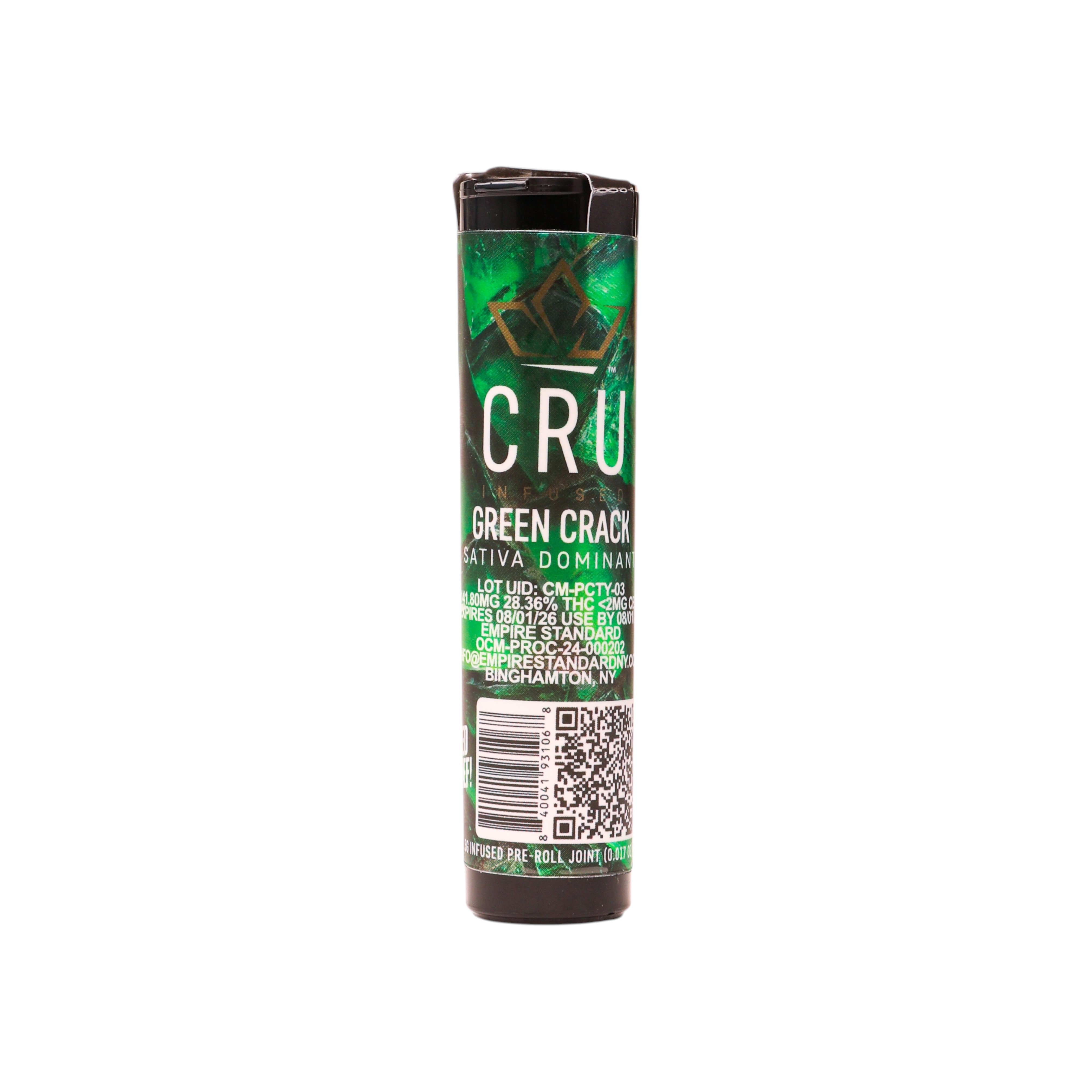 Photograph of product: CRU Green Crack Kief Infused Preroll