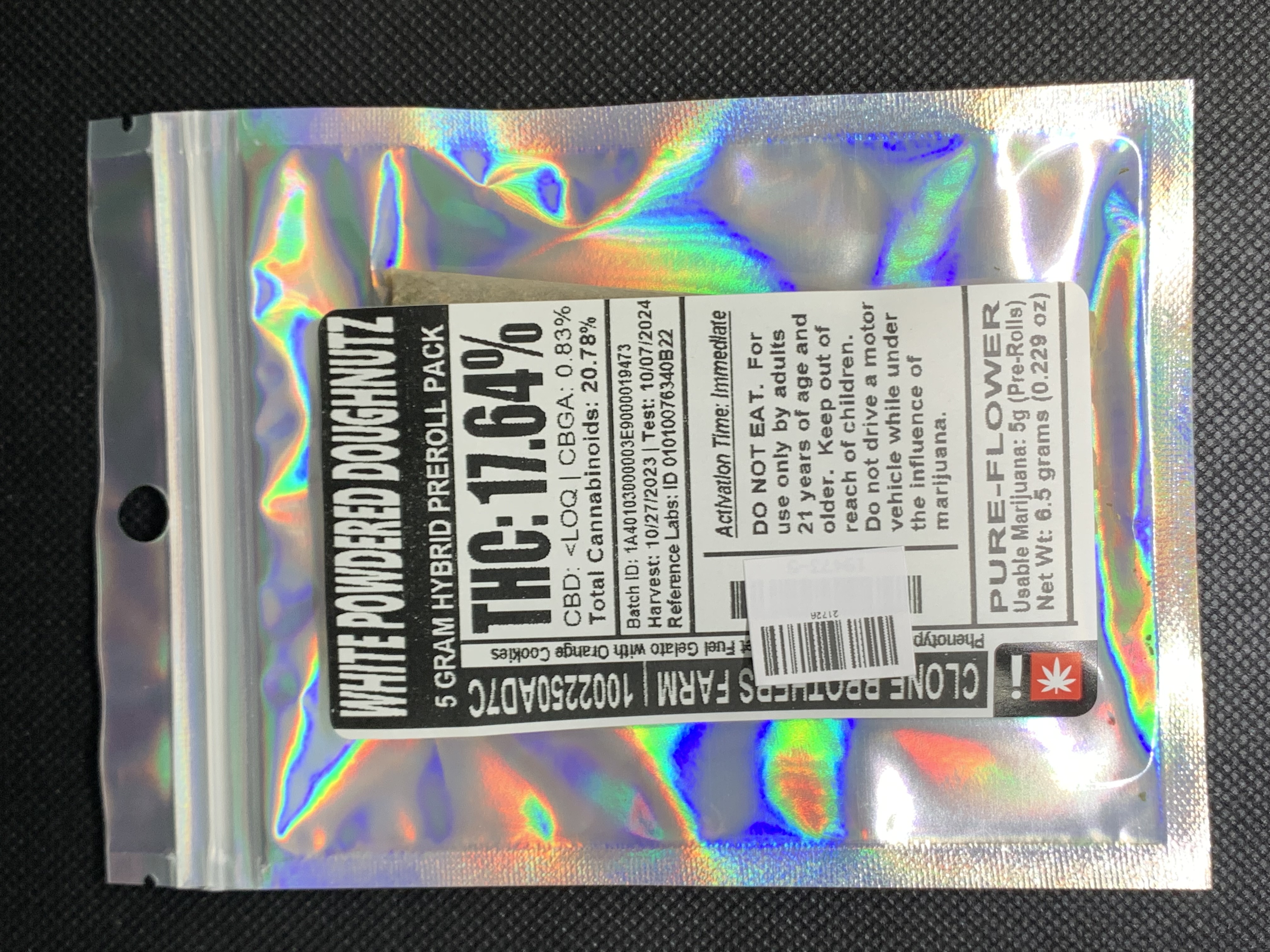 Photograph of product: CB - Pre Roll 5 Pack - White Powdered Doughnutz (I)