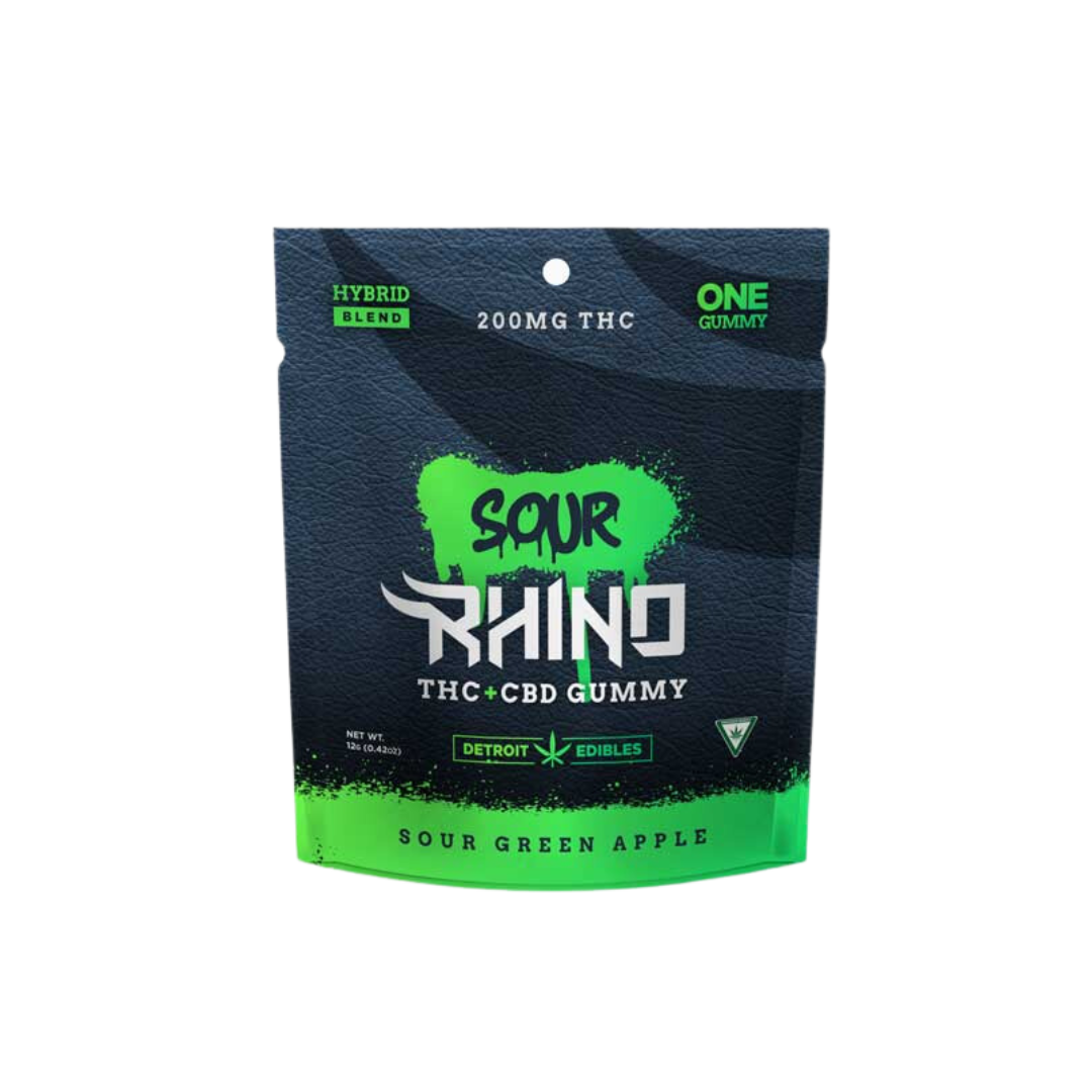Photograph of product: Detroit Edibles - Rhino Gummy - Sour Green Apple - 200mg