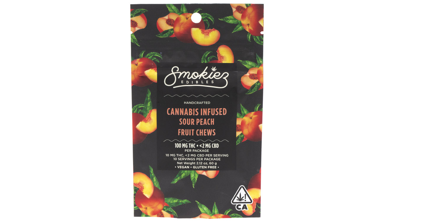 Photograph of product: SOUR PEACH UPLIFT FRUIT CHEWS 100MG 10PC