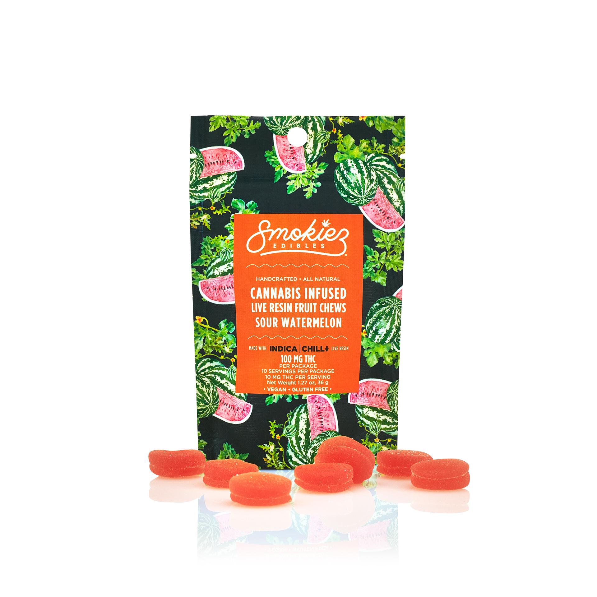 Photograph of product: SMOKIEZ - GUMMIES LIVE RESIN - 100MG - 10PK - WATERMELON - Oui'd