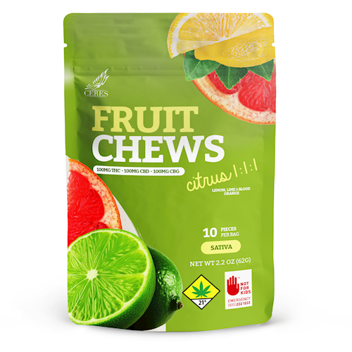 Photograph of product: 100mg 1:1:1 Oui'd Citrus Fruit Chews Ceres
