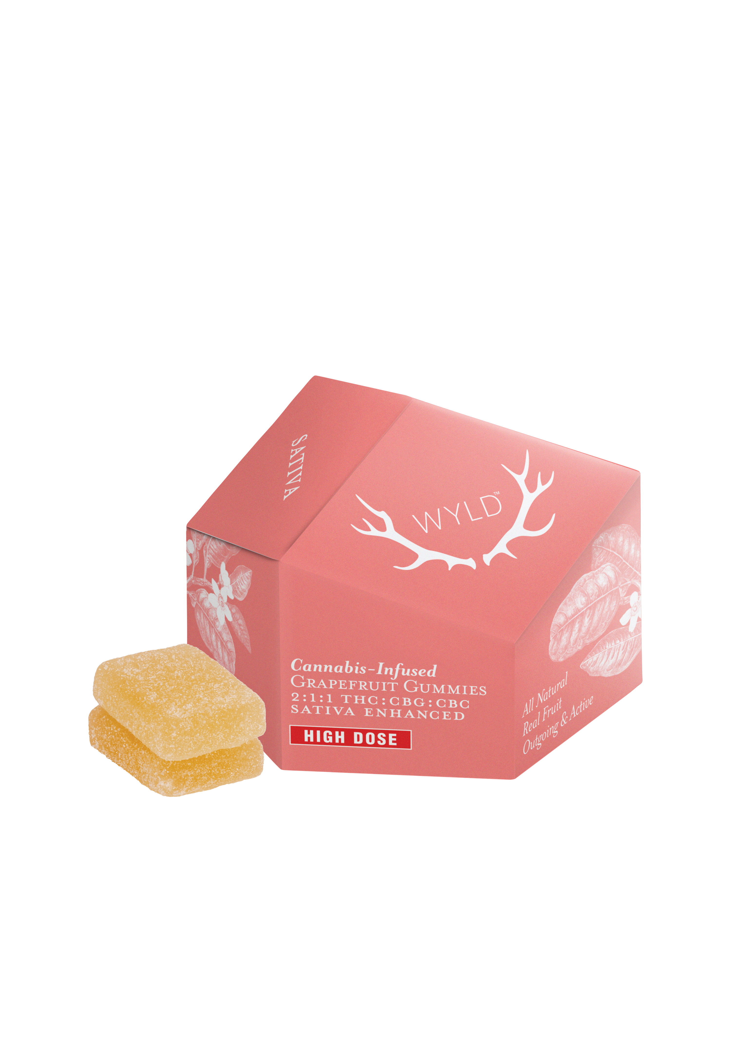 Photograph of product: Wyld - Gummies - 200mg - 2:1:1 TH-oui/CBG/CBC - Grapefruit - Oui'd
