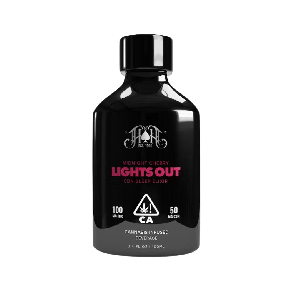 Photograph of product: CBN LIGHTS OUT ELIXIR MIDNIGHT CHERRY 100MG - HEAVY HITTERS