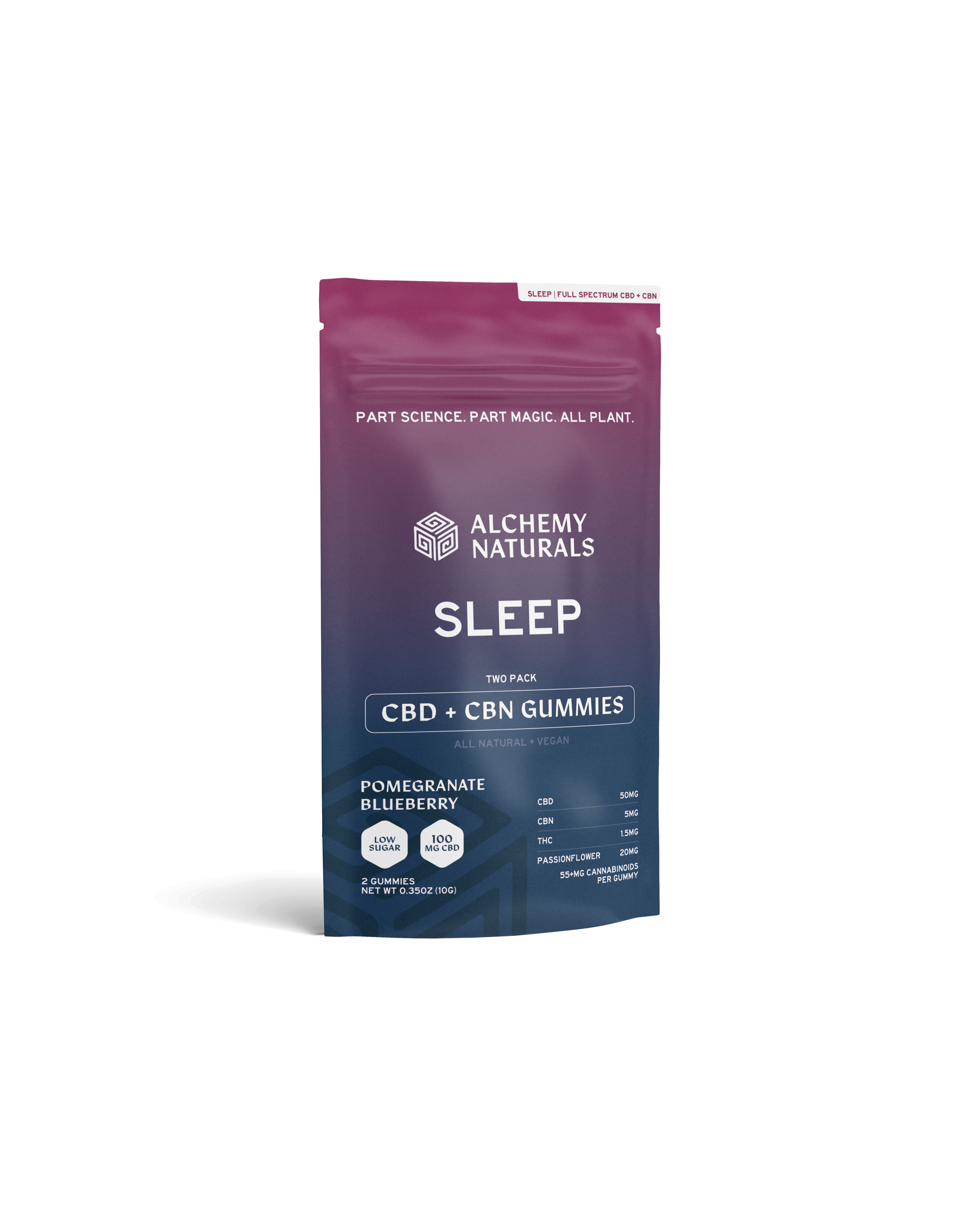Photograph of product: Alchemy Naturals Sleep Gummies 10mg TH-oui: 5mg CBN: 5mg CBD 10pk